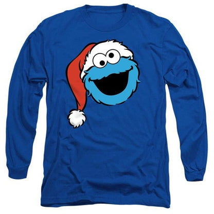 Front - Sesame Street Unisex Adult Cookie Monster Long-Sleeved Christmas T-Shirt