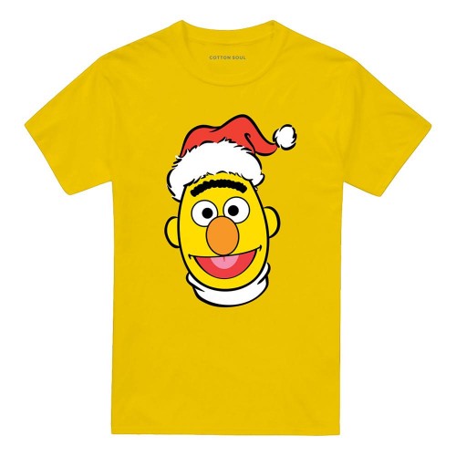 Front - Sesame Street Unisex Adult Bert Santa Hat Christmas T-Shirt