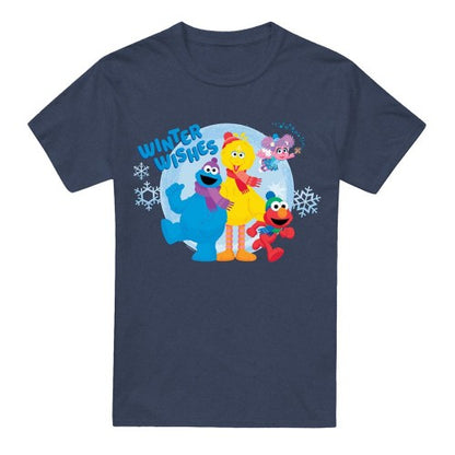 Front - Sesame Street Unisex Adult Wreath Vintage Christmas T-Shirt