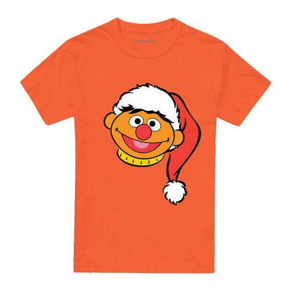 Front - Sesame Street Unisex Adult Ernie Santa Hat Christmas T-Shirt