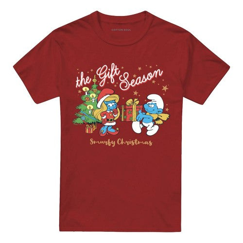 Front - The Smurfs Unisex Adult The Gift Season Smurfette Christmas T-Shirt