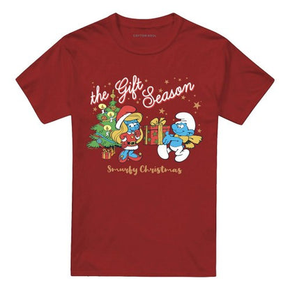 Front - The Smurfs Unisex Adult The Gift Season Smurfette Christmas T-Shirt