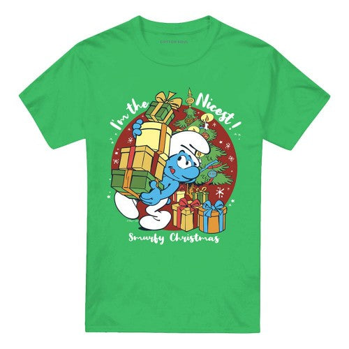 Front - The Smurfs Unisex Adult I´m The Nicest Christmas T-Shirt