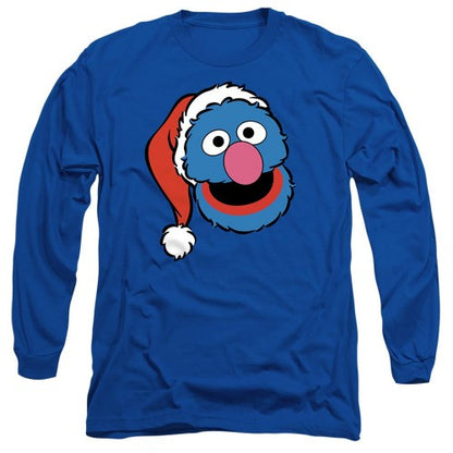 Front - Sesame Street Unisex Adult Grover Santa Hat Long-Sleeved Christmas T-Shirt