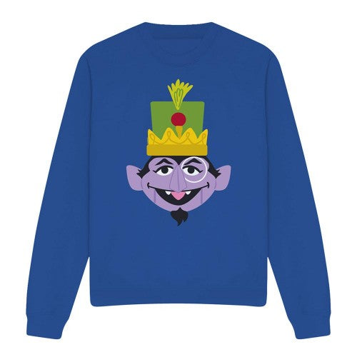 Front - Sesame Street Unisex Adult Count von Count Nutcracker Christmas Sweatshirt