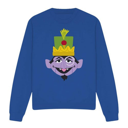 Front - Sesame Street Unisex Adult Count von Count Nutcracker Christmas Sweatshirt