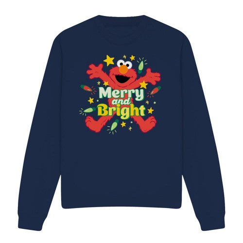 Front - Sesame Street Unisex Adult Merry And Bright Elmo Christmas Sweatshirt