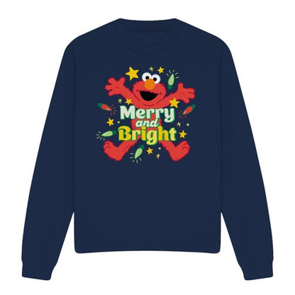 Front - Sesame Street Unisex Adult Merry And Bright Elmo Christmas Sweatshirt