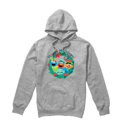 Front - Sesame Street Unisex Adult Happy Holidays Elves Heather Christmas Hoodie
