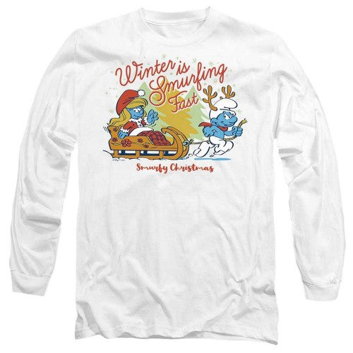 Front - The Smurfs Unisex Adult Winter Is Smurfing Fast Long-Sleeved T-Shirt