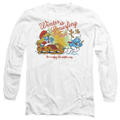 Front - The Smurfs Unisex Adult Winter Is Smurfing Fast Long-Sleeved T-Shirt