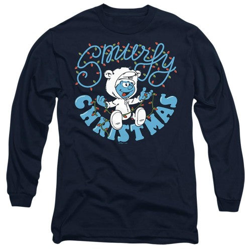 Front - The Smurfs Unisex Adult Smurfy Christmas Baby Smurf Long-Sleeved T-Shirt