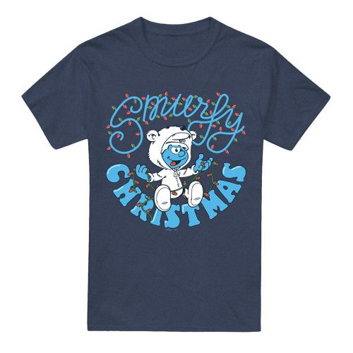 Front - The Smurfs Unisex Adult Smurfy Christmas Baby Smurf T-Shirt