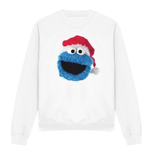Front - Sesame Street Unisex Adult Cookie Monster Hat Christmas Sweatshirt