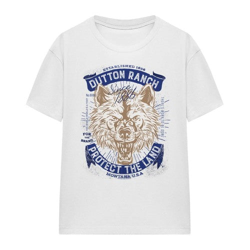 Front - Yellowstone Womens/Ladies Protect The Land Wolf T-Shirt