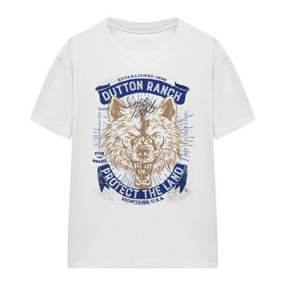 Front - Yellowstone Womens/Ladies Protect The Land Wolf T-Shirt