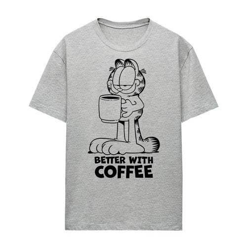 Front - Garfield Womens/Ladies Better With Coffee Heather T-Shirt