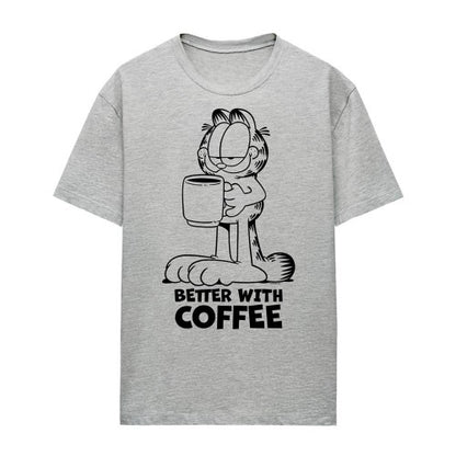 Front - Garfield Womens/Ladies Better With Coffee Heather T-Shirt