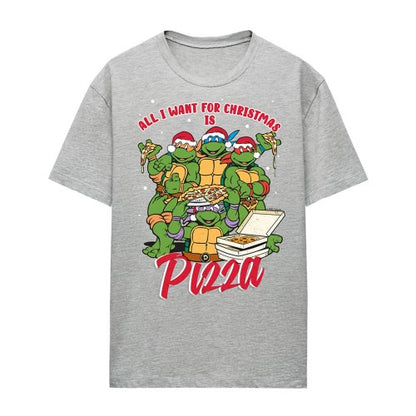 Front - Teenage Mutant Ninja Turtles Womens/Ladies All I Want For Christmas Is Pizza Heather T-Shirt
