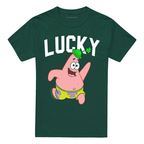 Front - SpongeBob SquarePants Unisex Adult Lucky St Patricks Day T-Shirt