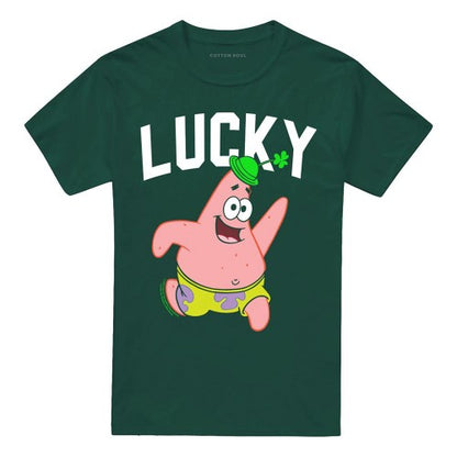 Front - SpongeBob SquarePants Unisex Adult Lucky St Patricks Day T-Shirt