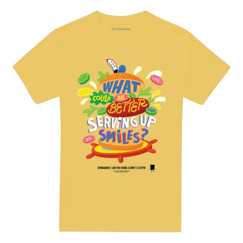 Front - SpongeBob SquarePants Unisex Adult Serving Up Smiles T-Shirt
