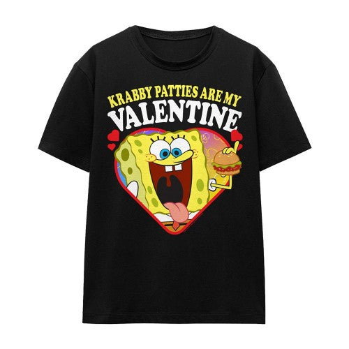Front - SpongeBob SquarePants Womens/Ladies Krabby Patties Are My Valentine T-Shirt