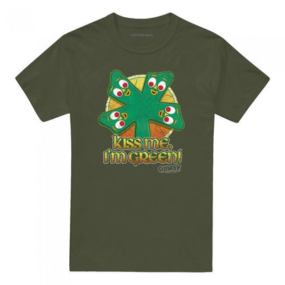 Front - Gumby Unisex Adult Kiss Me I´m Green T-Shirt