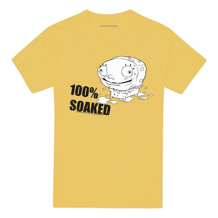 Front - SpongeBob SquarePants Unisex Adult 100% Soaked T-Shirt