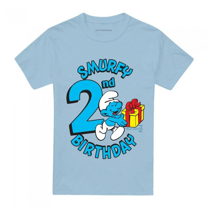 Front - The Smurfs Unisex Adult Smurfy 2nd Birthday T-Shirt