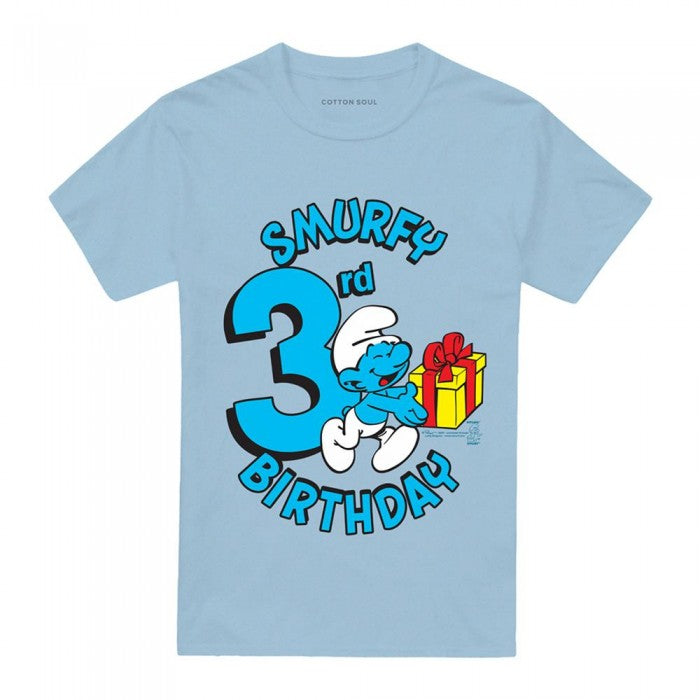 Front - The Smurfs Unisex Adult Smurfy 3rd Birthday T-Shirt