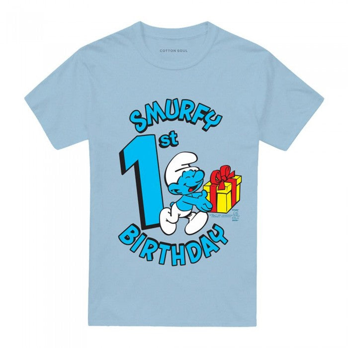 Front - The Smurfs Unisex Adult Smurfy 1st Birthday T-Shirt