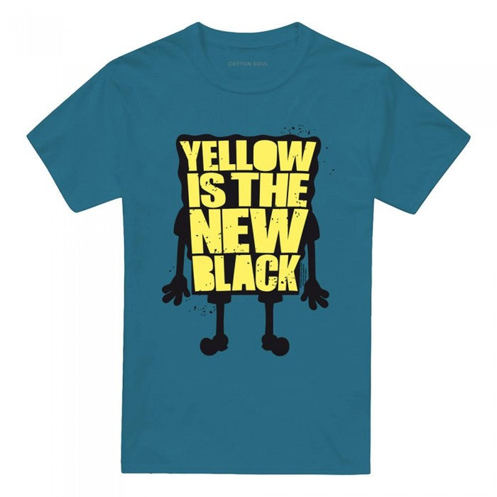 Front - SpongeBob SquarePants Unisex Adult Yellow Is The New Black T-Shirt