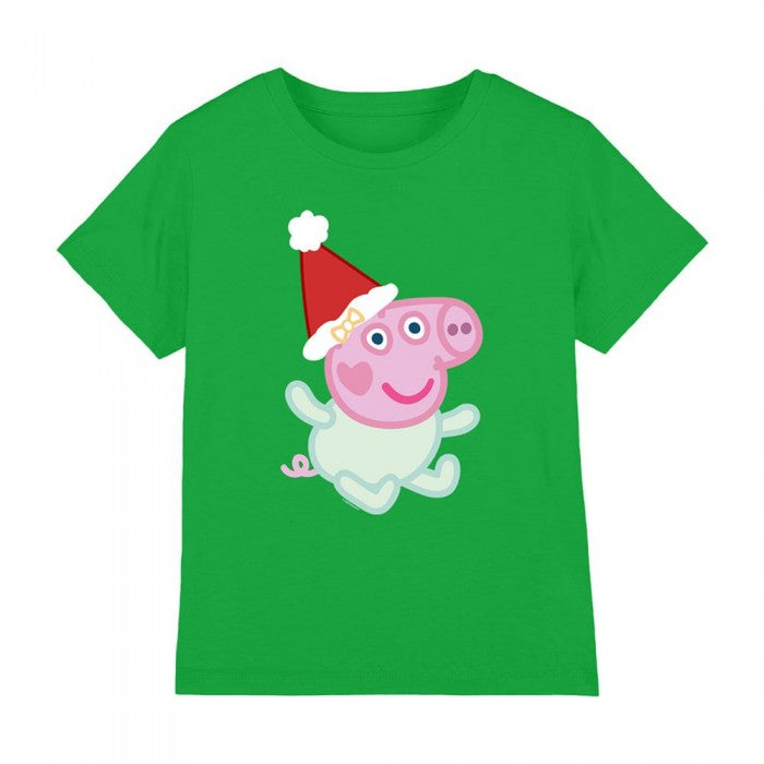 Front - Peppa Pig Childrens/Kids Evie Pig Santa Hat T-Shirt