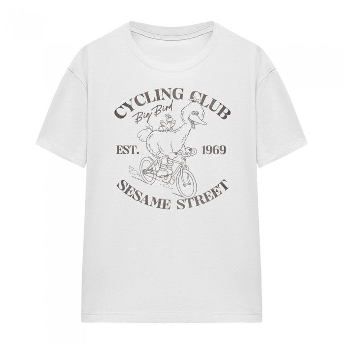 Front - Sesame Street Womens/Ladies Cycling Club Big Bird T-Shirt