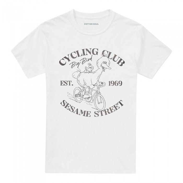 Front - Sesame Street Unisex Adult Cycling Club Big Bird T-Shirt