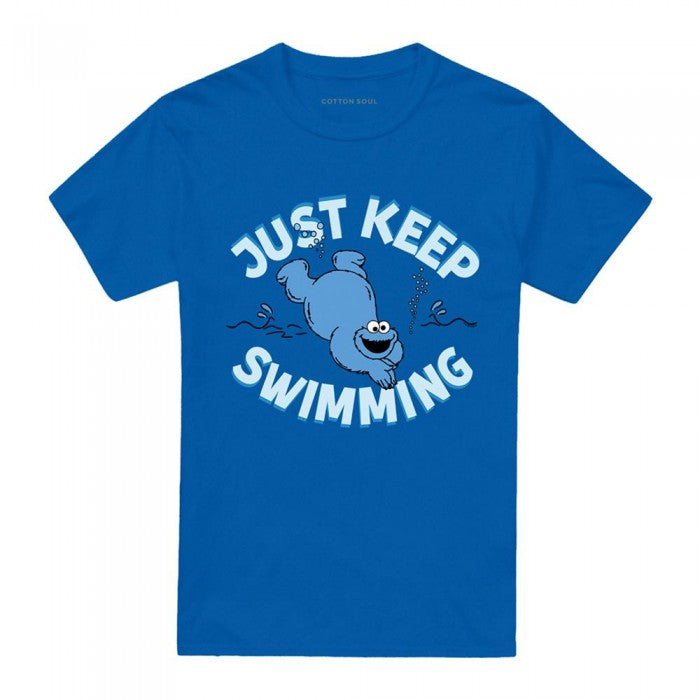 Front - Sesame Street Unisex Adult Just Keep Jumping Cookie Monster T-Shirt
