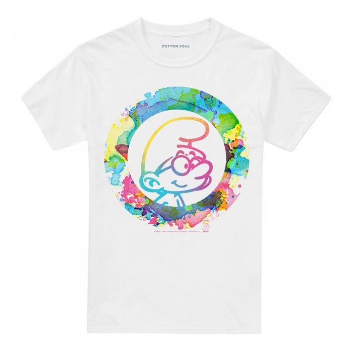 Front - The Smurfs Unisex Adult Brainy Smurf Watercolour T-Shirt