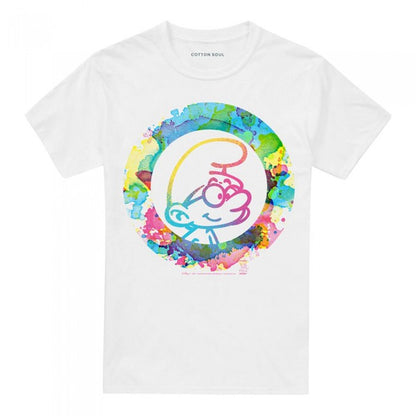 Front - The Smurfs Unisex Adult Brainy Smurf Watercolour T-Shirt