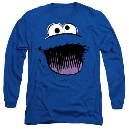 Front - Sesame Street Unisex Adult Cookie Monster Sketch Face Long-Sleeved T-Shirt