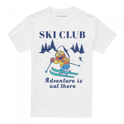 Front - Sesame Street Unisex Adult Ski Club Adventure Elmo T-Shirt