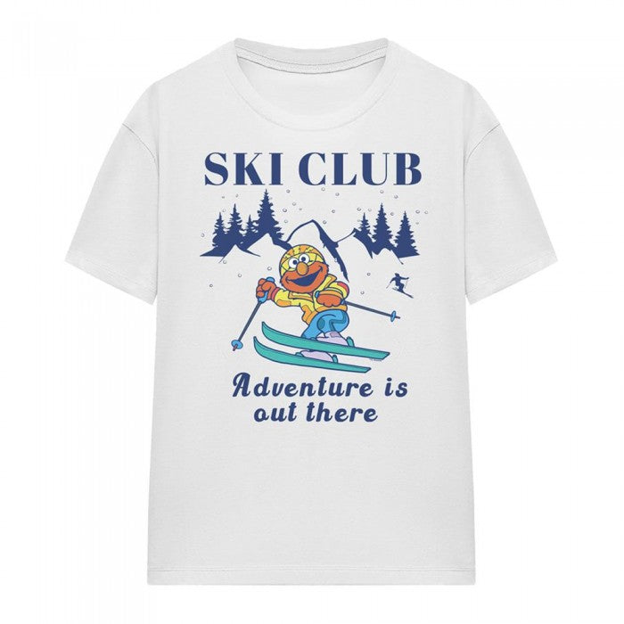 Front - Sesame Street Womens/Ladies Ski Club Adventure Elmo T-Shirt