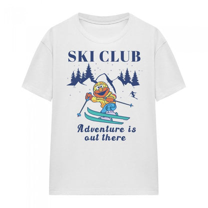 Front - Sesame Street Womens/Ladies Ski Club Adventure Elmo T-Shirt