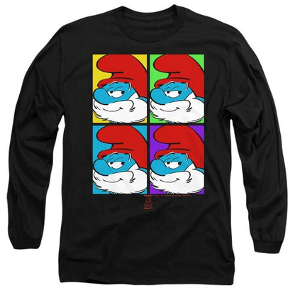 Front - The Smurfs Unisex Adult Papa Smurf Tiles Long-Sleeved T-Shirt