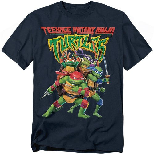 Front - Teenage Mutant Ninja Turtles: Mutant Mayhem Unisex Adult Group Pose Logo T-Shirt