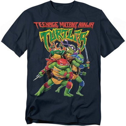 Front - Teenage Mutant Ninja Turtles: Mutant Mayhem Unisex Adult Group Pose Logo T-Shirt