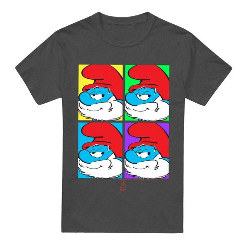 Front - The Smurfs Unisex Adult Papa Smurf Tiles Heather T-Shirt