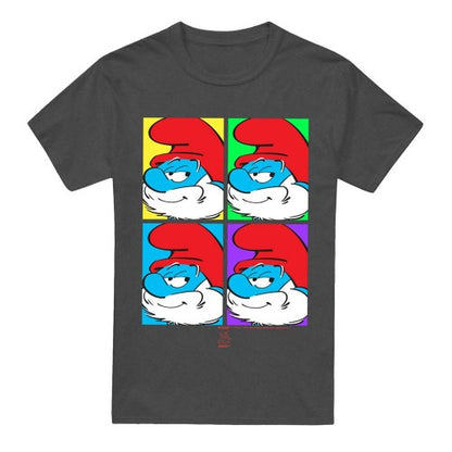 Front - The Smurfs Unisex Adult Papa Smurf Tiles Heather T-Shirt
