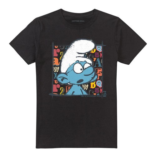 Front - The Smurfs Unisex Adult Brainy Smurf Alphabet T-Shirt