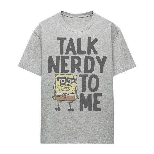 Front - SpongeBob SquarePants Womens/Ladies Talk Nerdy To Me Heather T-Shirt